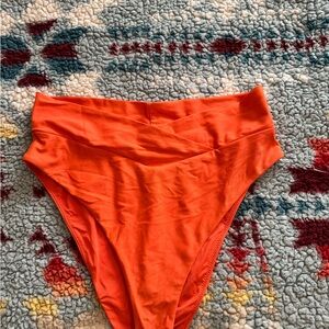 Aerie Bright Orange High-Waisted Bikini Bottom